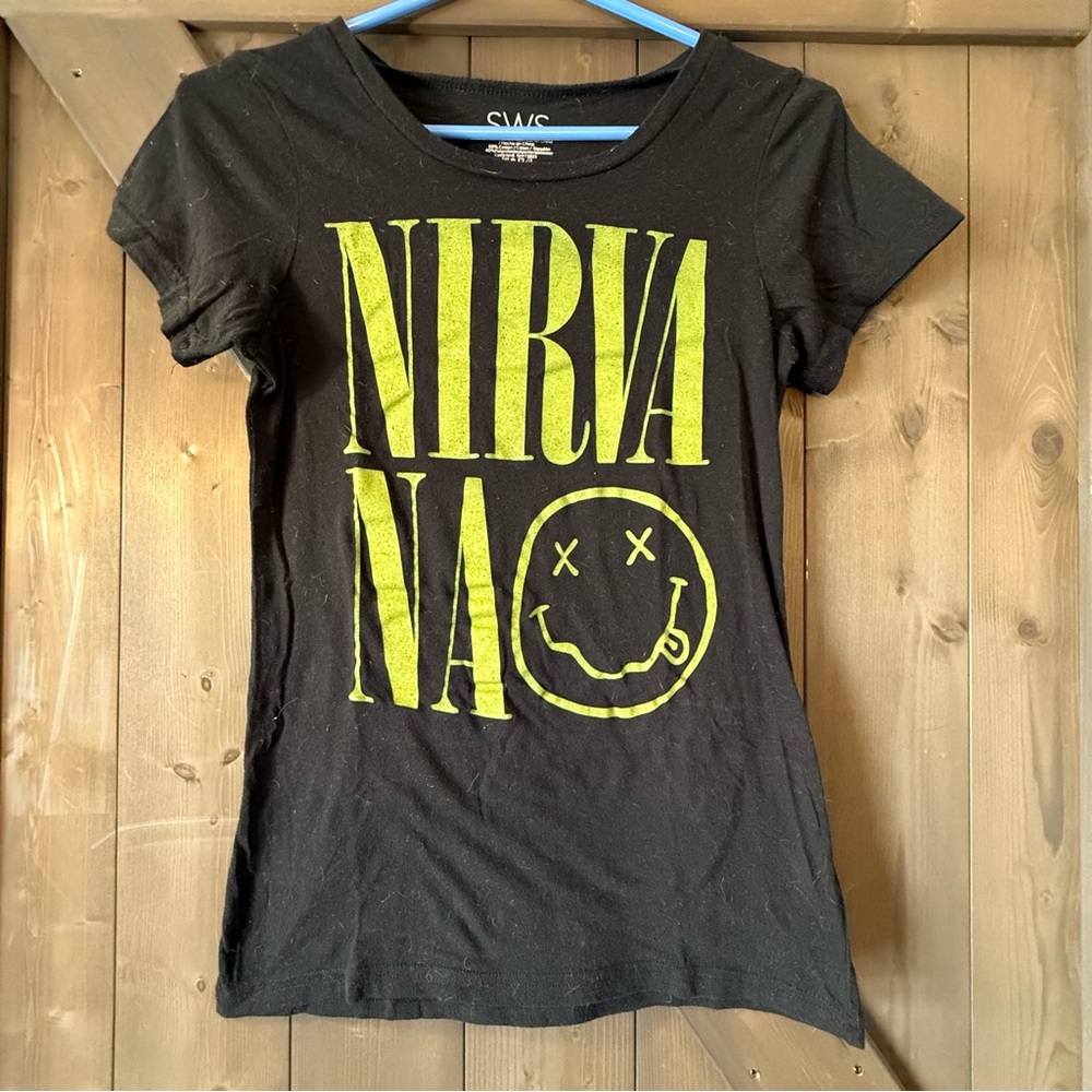 NIRVANA Women's Graphic Tee in Black and Yellow